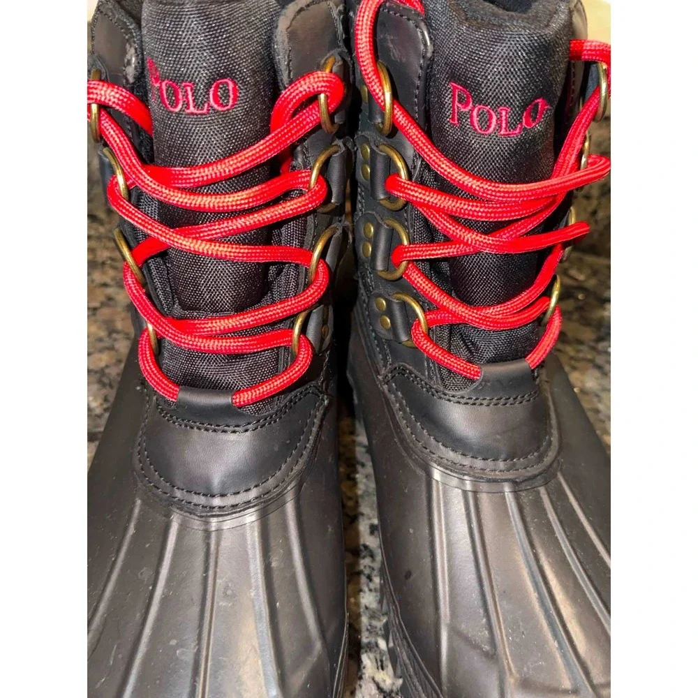 Polo Ralph Lauren Crestwick Big Pony Lace Up Winter Duck Hiking Rubber Boots 9D